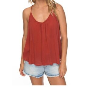 Roxy Tie-Back Gauzy Tank Top Spice Color Size Small